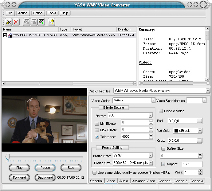 YASA WMV Video Converter 4.3.87.1826 software screenshot