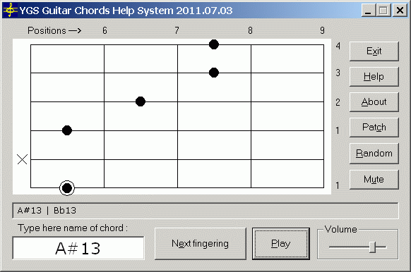 YGS Guitar Chords Help System 2011.07.03 software screenshot