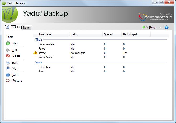 Yadis! Backup 1.10.15 software screenshot
