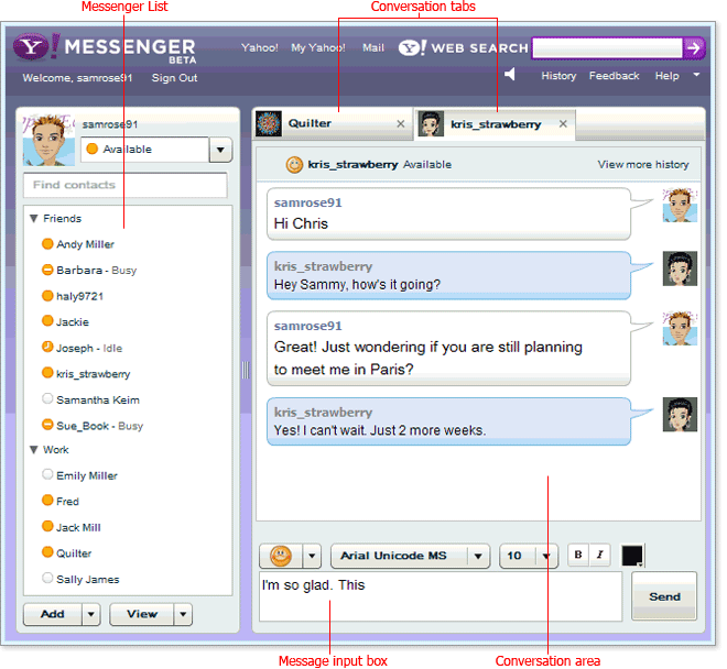 Yahoo Messenger 0.8.288 software screenshot