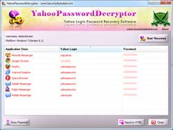 Yahoo Password Decryptor 7.0 software screenshot