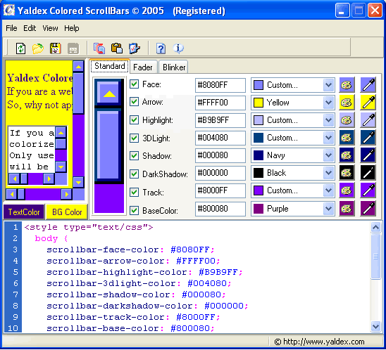Yaldex Colored ScrollBars 1.2 1.2 software screenshot