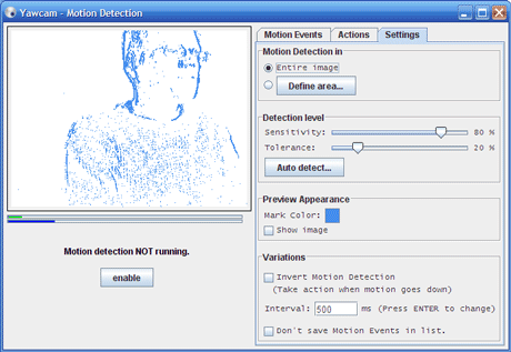Yawcam 0.6.0 software screenshot