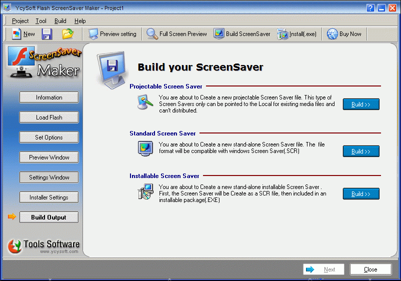 YcySoft Flash ScreenSaver Maker 1.0 software screenshot
