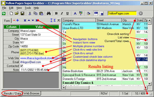 Yellow Pages Super Grabber 3.8.207 software screenshot
