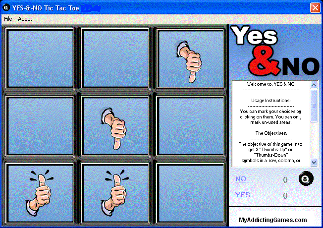 Yes and No Tic Tac Toe 1.3 software screenshot