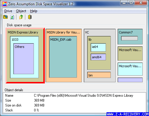 Z.A. Disk Space Visualizer 1.2 software screenshot