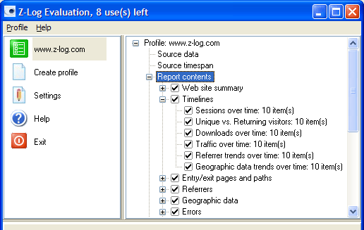 Z-Log Webserver Log Analyzer 1.09 software screenshot