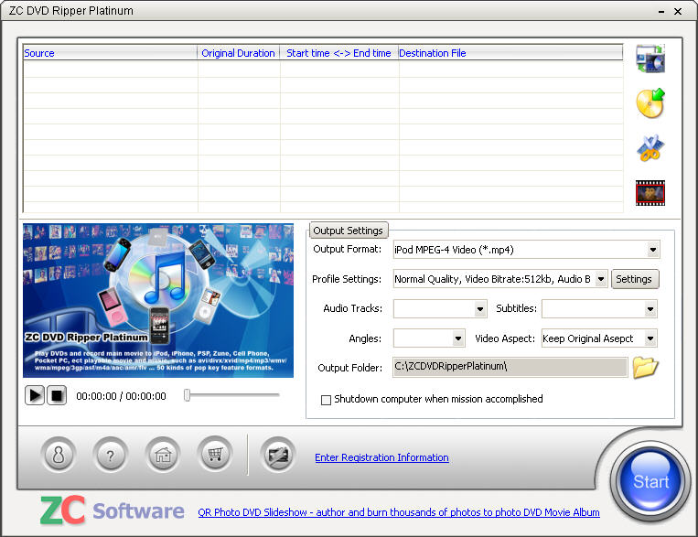 ZC DVD Ripper Platinum 3.0.7 software screenshot