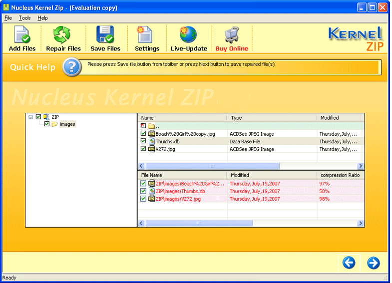ZIP Repair 4.02 software screenshot
