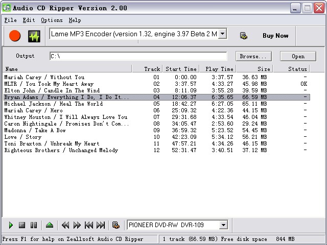 Zeallsoft Audio CD Ripper 5.65 software screenshot