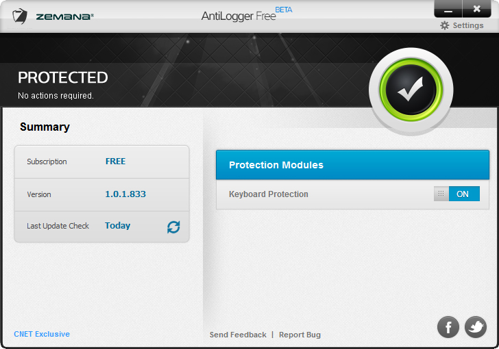 Zemana AntiLogger Free 1.7.2.382 software screenshot