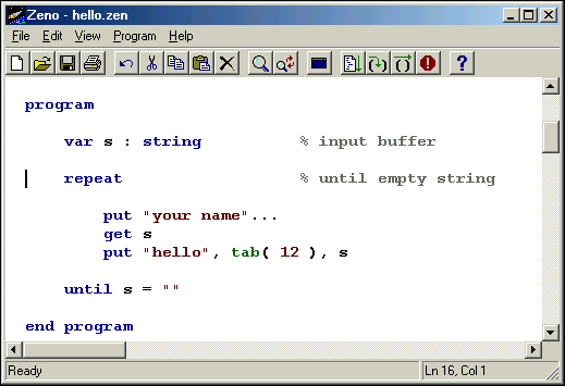 Zeno Interpreter 1.3 software screenshot