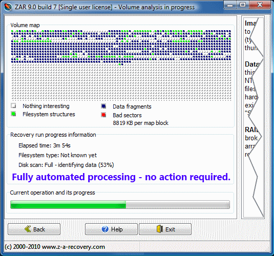 Zero Assumption Recovery X.548 software screenshot