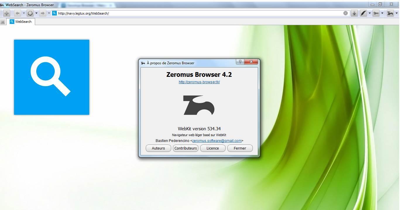 Zeromus Browser 4.3 software screenshot