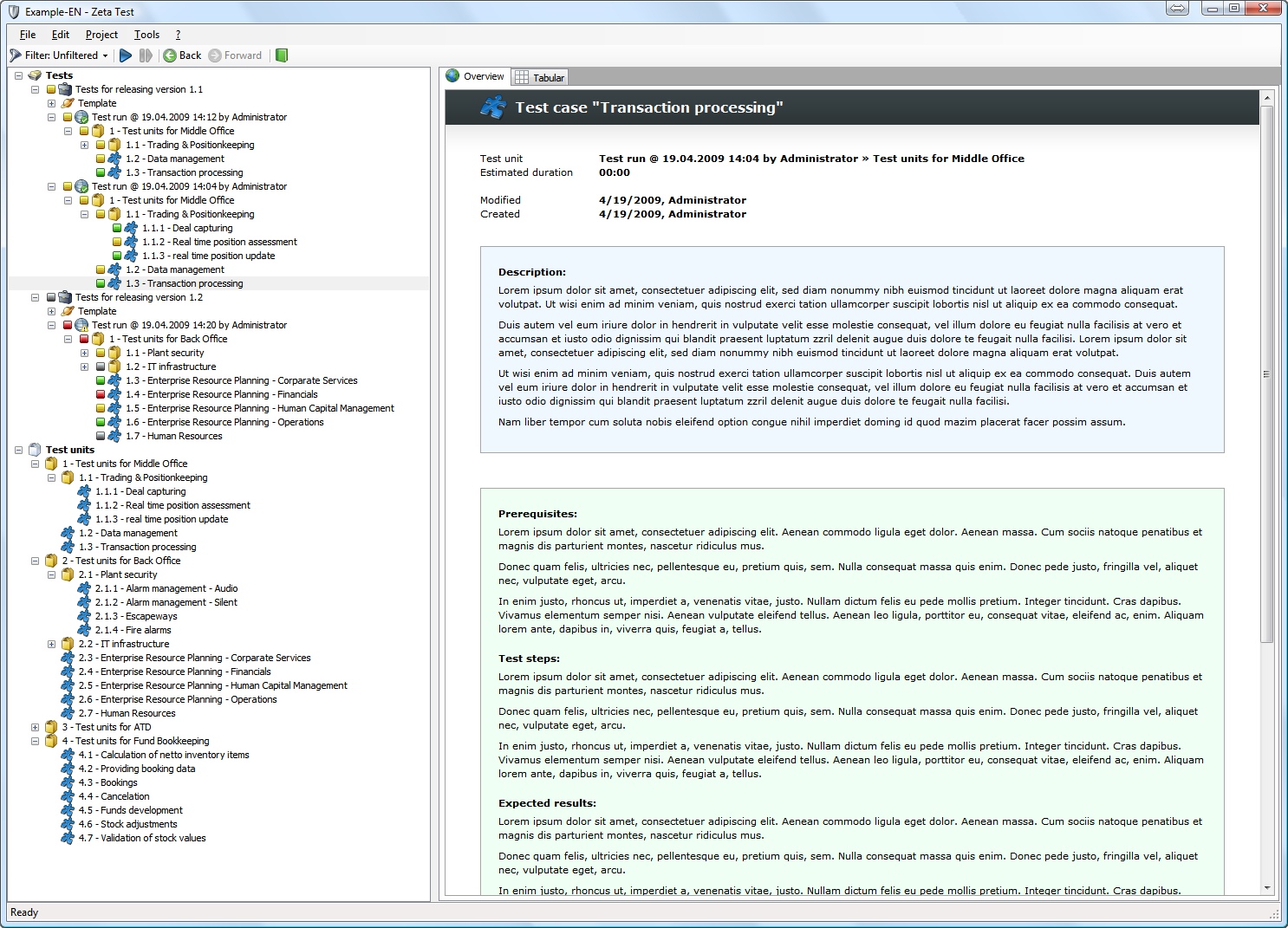 Zeta Test 4.0.8 software screenshot