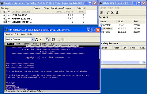 Zilab Remote Console Server 3.2.9 software screenshot