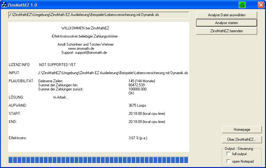 ZinsMath 3.1 software screenshot
