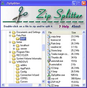 ZipSplitter 1.51 software screenshot