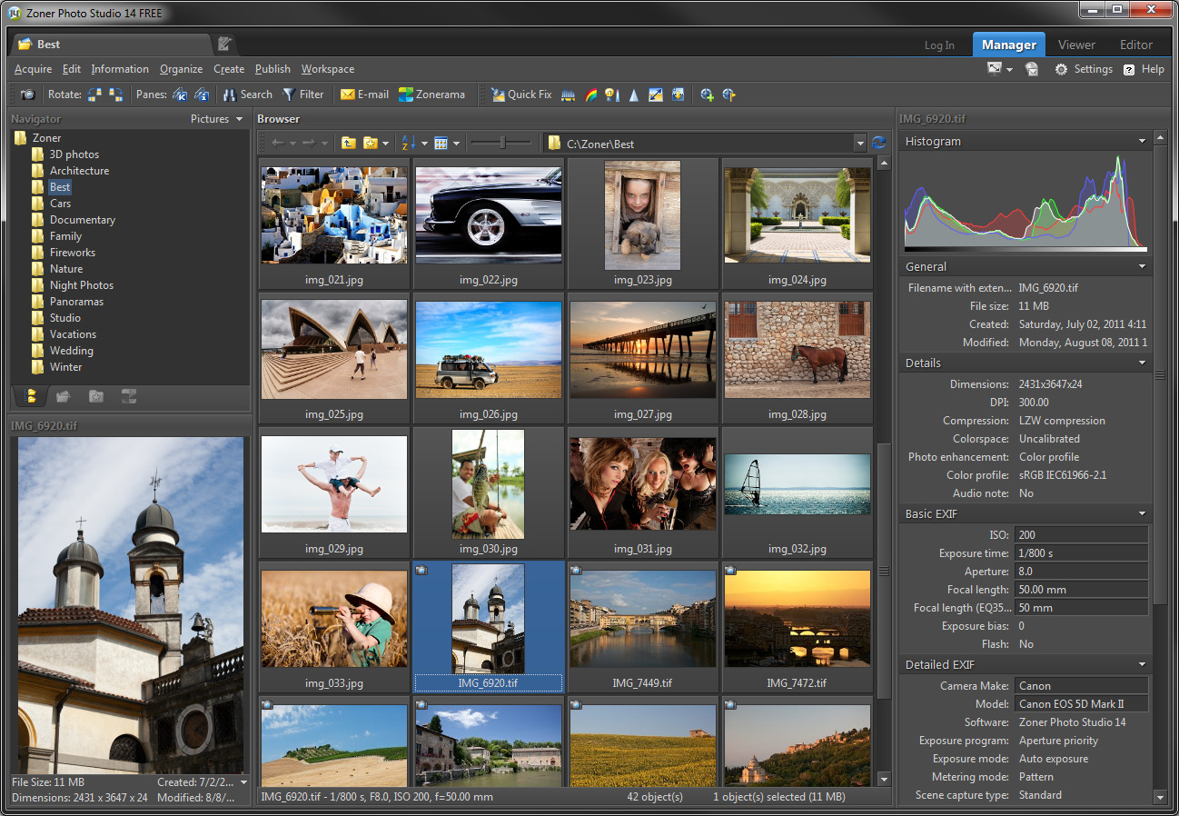 Zoner Photo Studio FREE 18.9 software screenshot