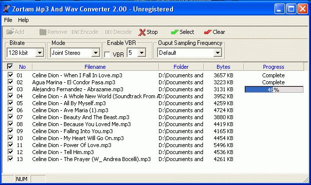 Zortam Mp3 And Wav Converter 4.00 software screenshot