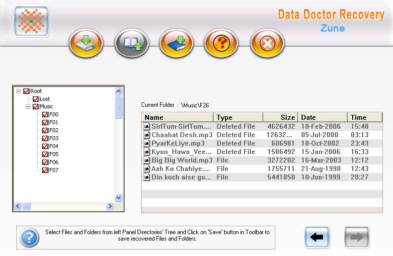 Zune Files Data Recovery 3.0.1.5 software screenshot