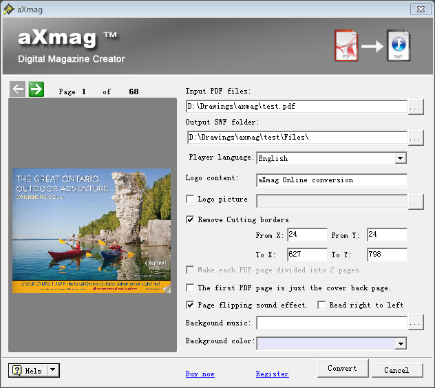 aXmag  PDF to SWF Converter 1007 software screenshot