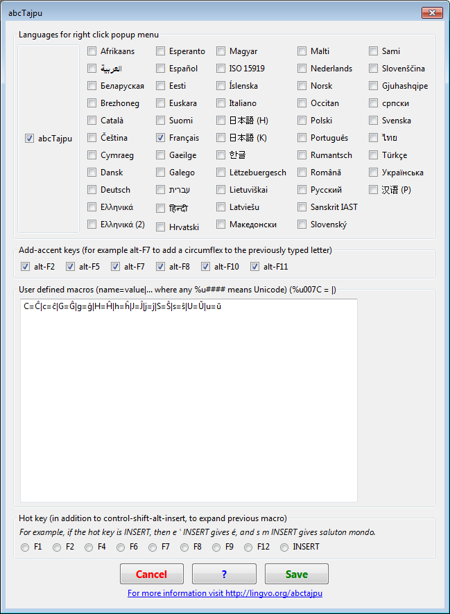 abcTajpu 1.8.3 software screenshot