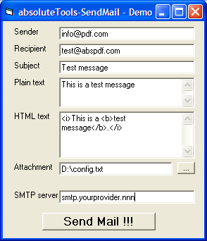absoluteTools-SendMail 1.2.3 software screenshot