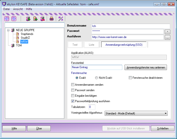 abylon KEYSAFE 12.00.07.1 software screenshot