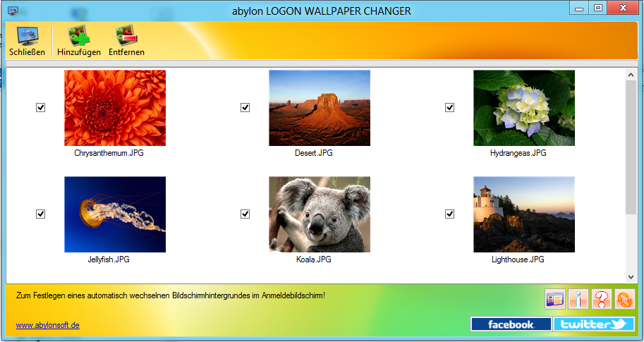 abylon LOGON WALLPAPER CHANGER 2014.3 software screenshot