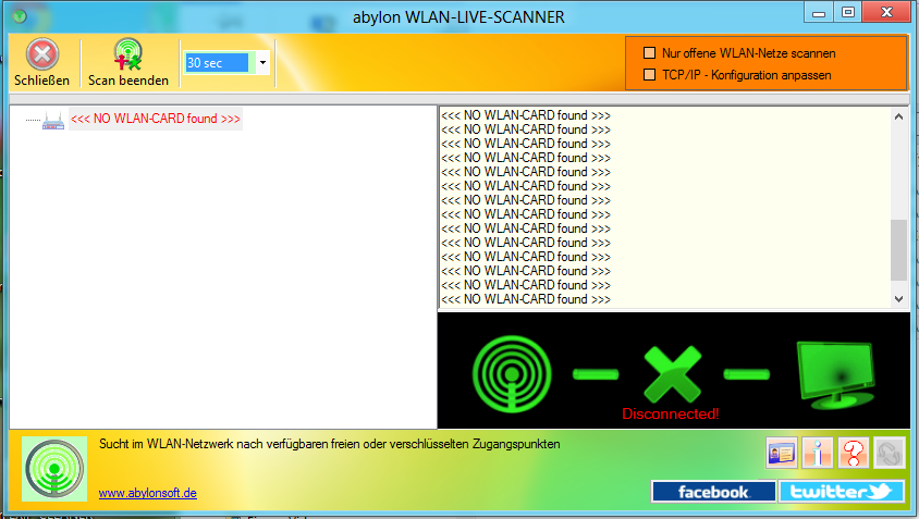 abylon WLAN-LIVE-SCANNER 2015.5 14.00.04.1 software screenshot