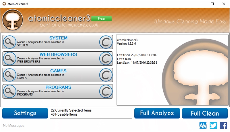 atomiccleaner3 1.3.5.2 software screenshot