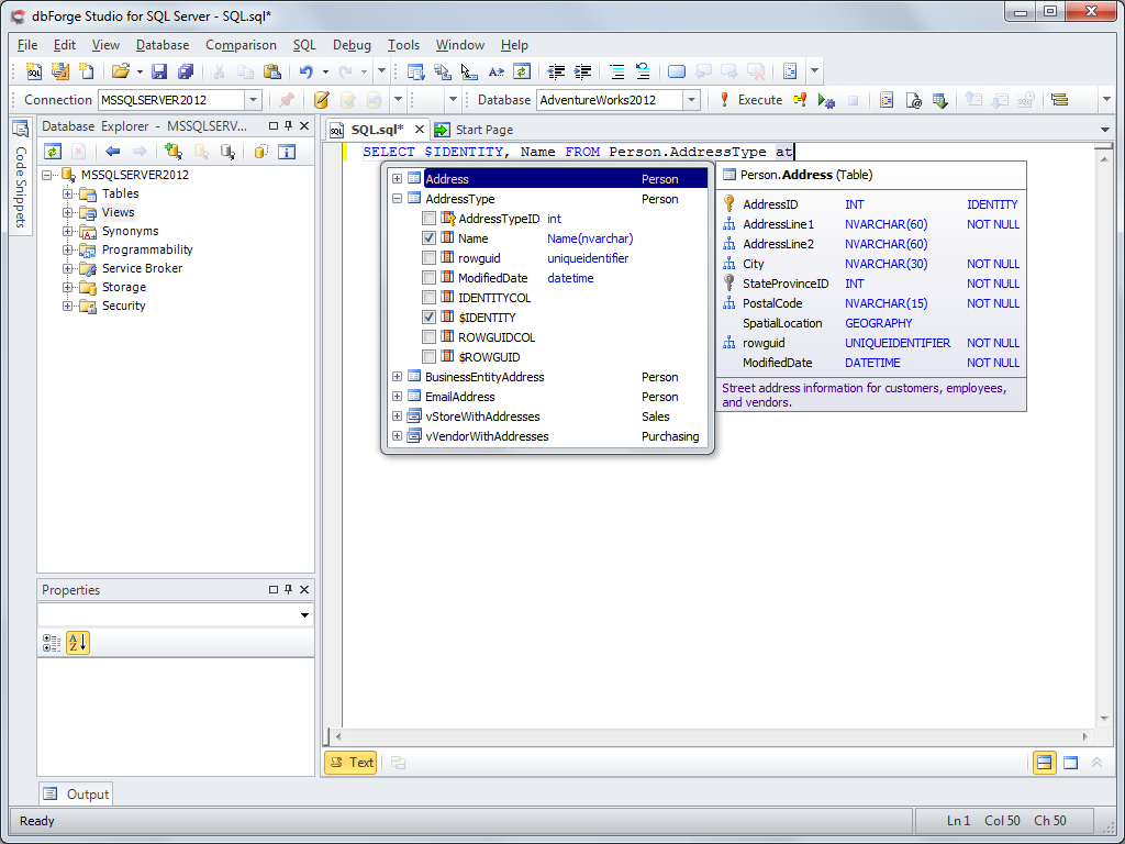 dbForge Studio for SQL Server Standard 5.4.257 software screenshot
