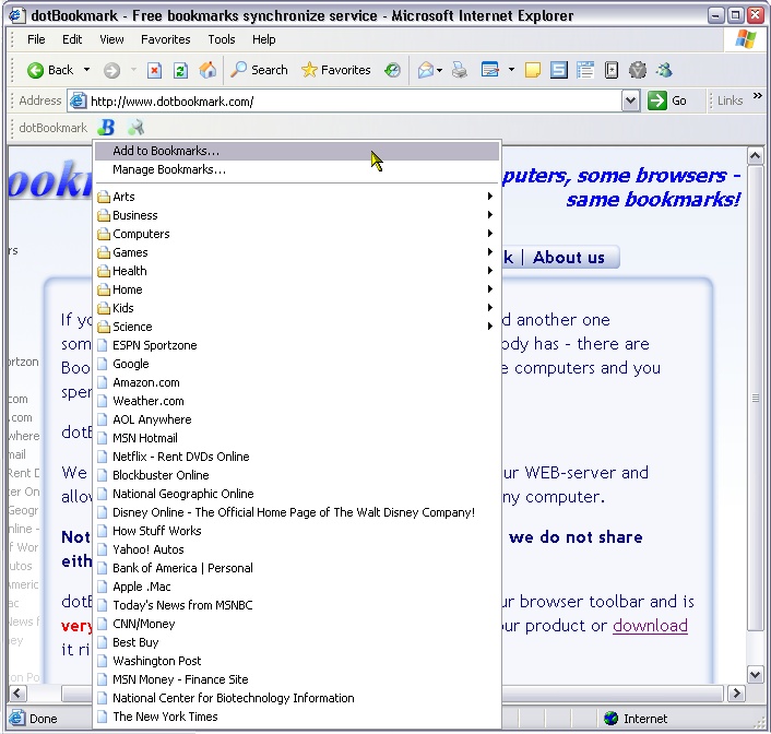 dotBookmark 1.0.51 software screenshot