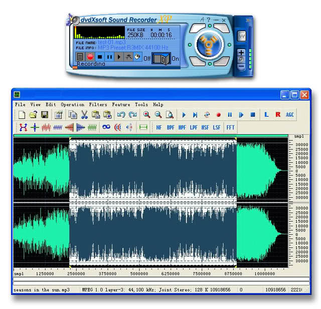 dvdXsoft Sound Recorder XP 107.176 software screenshot