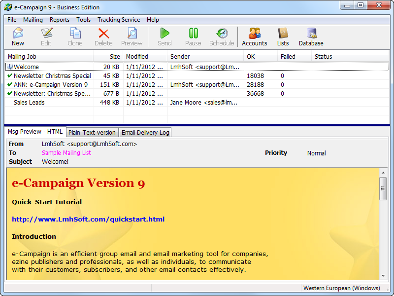 e-Campaign 11.4.5.2380 software screenshot