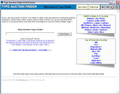 eBay Auction Typo Finder 1.02 software screenshot