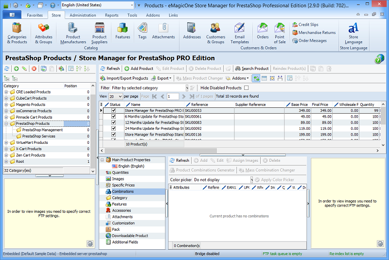 eMagicOne Store Manager for PrestaShop Professional Edition 2.21.1.1329 software screenshot
