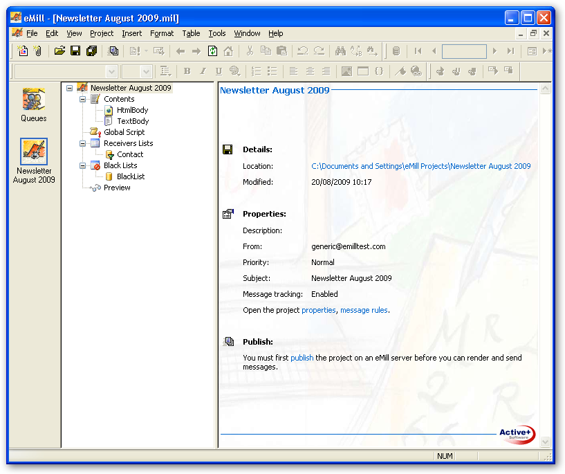 eMill Professional 5.10.55 Revision 000 software screenshot