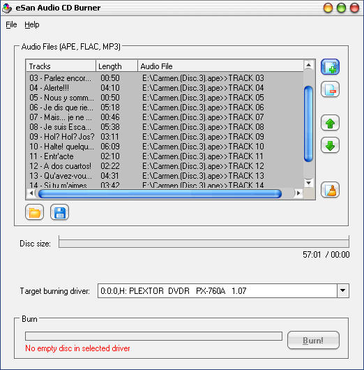 eSan Audio CD Burner 3.0 software screenshot