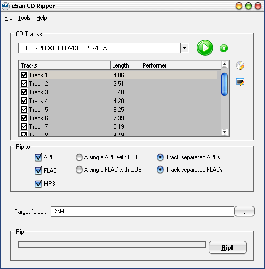 eSan MP3 Builder 3.0 software screenshot