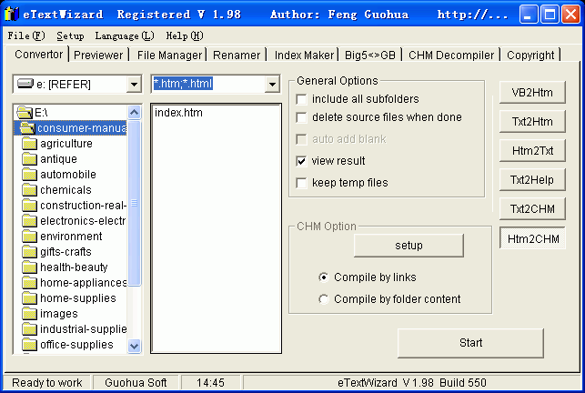 eTextWizard 1.98 software screenshot
