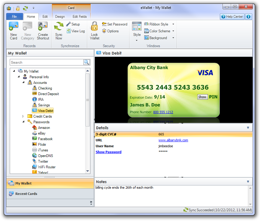 eWallet 8.3.5.35516 software screenshot