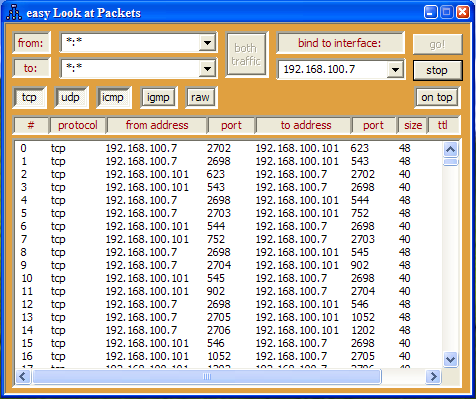 easy Look at Packets 0.9.1 software screenshot