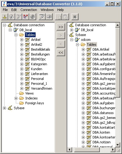 eva/3 Universal Database Converter (UDC) 1.2 software screenshot