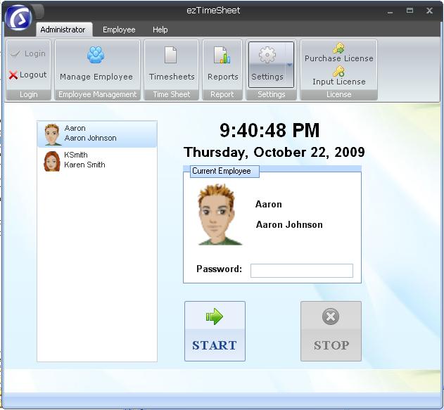 ezTimeSheet 2.0.12 software screenshot