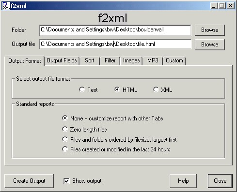f2xml 1.0 software screenshot