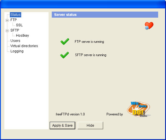 freeFTPd 1.0.13 software screenshot