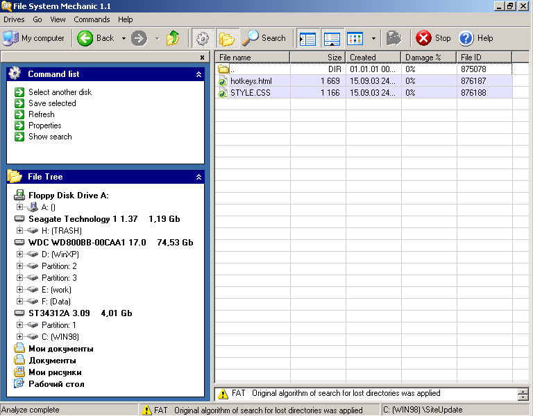 fsMechanic 1.1 software screenshot
